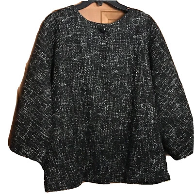 Blazer de tweed para mujer Anne Klein blanco y negro talla grande 20W sin cinturón oculto BTTNS Foto 1 de 4