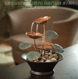 Indoor Water Lily Water Serenity Lightweight Tabletop Fountain Compac Decor Gift - Picture 1 of 12