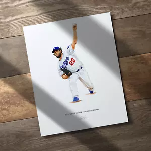 Clayton Kershaw Los Angeles Dodgers Baseball 8x10 Print Poster Art Illustrated - Picture 1 of 10