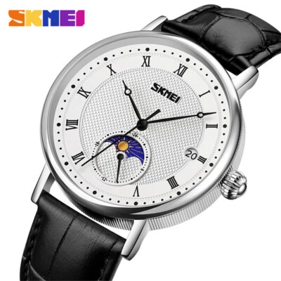 SKMEI Hombres Relojes de Cuarzo Fecha Reloj de Pulsera Números Romanos Esfera Reloj para Hombres Foto 1 de 4