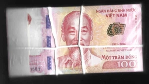 VIETNAM 100 DONG P-125 2016 x 100 Pcs Lot BUNDLE Commemorative 65th Any UNC NOTE - Picture 1 of 4