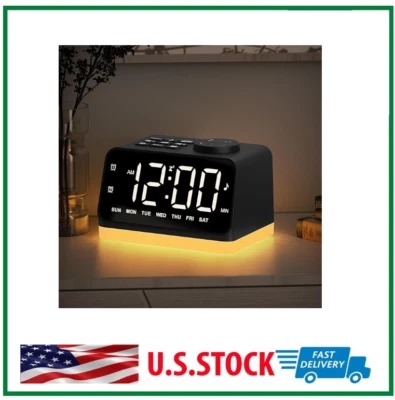 Reloj Despertador Digital con Radio FM,8 Colores Luz Nocturna 2 Puertos de Carga Doble Alarma Foto 1 de 4