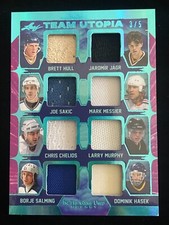 2022-23 Leaf In The Game Used Hull/Jagr/Sakic/Messier+ Team Utopia; SN#3/5