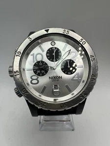 Nixon 48-20 Chronograph Watch. Men's Left Hand. Black Band, Silver Face! - Picture 1 of 12