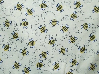 ABEJAS ZUMBIDO CREMA REMOLINOS AMARILLO ABEJA ALGODÓN TELA FQ  Foto 1 de 4