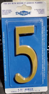 Placa/buzón de dirección premium No.5 - dorado/número latón satinado - 4,75" DeSign-It Foto 1 de 2
