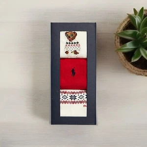 Polo Ralph Lauren Girl's Winter Bear Sock 3-Pck Gift Box Sz 4-6X, Shoe 10-13 - Picture 1 of 4