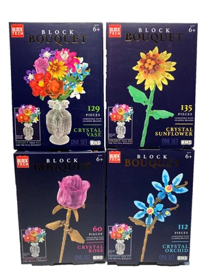Block Tech Block Bouquet Crystal Orchid Sunflower and Rose with Vase 436 Pieces - Image 1 of 4
