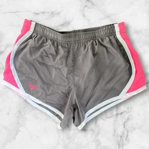 Justice Girl's Athletic Jogger Shorts Size 8 Gray Pink Inside Drawstring Lined - Picture 1 of 5