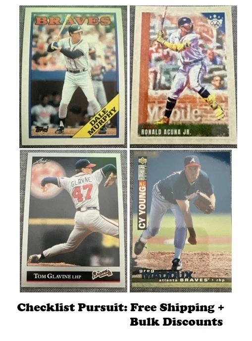 Atlanta Braves Singles: Justice, Jones, Maddux, Glavin, Smoltz, and More! - Image 1 of 1