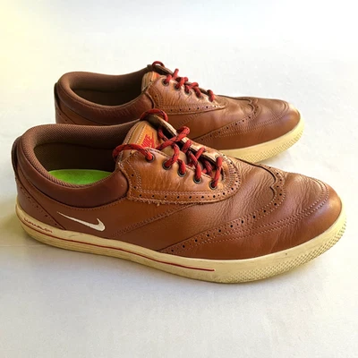Zapatos de golf Nike Lunarlon punta de ala cuero talla 10,5 marrón coñac 533092-202 con cordones Foto 1 de 4