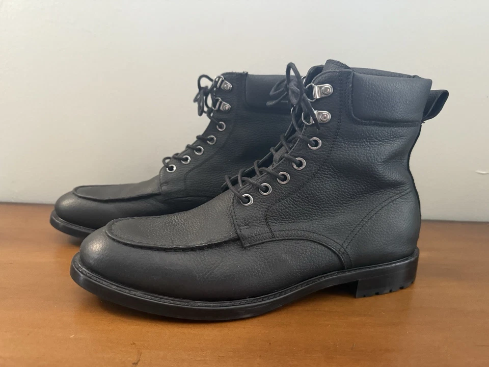 Botas de tornozelo masculinas Gordon Rush Owen EUA 7 botas Chukka couro preto avental biqueira em excelente estado usado - Imagem 1 de 4