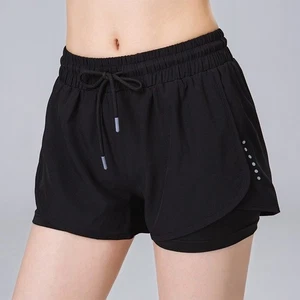 Nabtos Women Activewear Running Yoga Shorts Side Inner Pocket Drawstring Black M - Picture 1 of 7