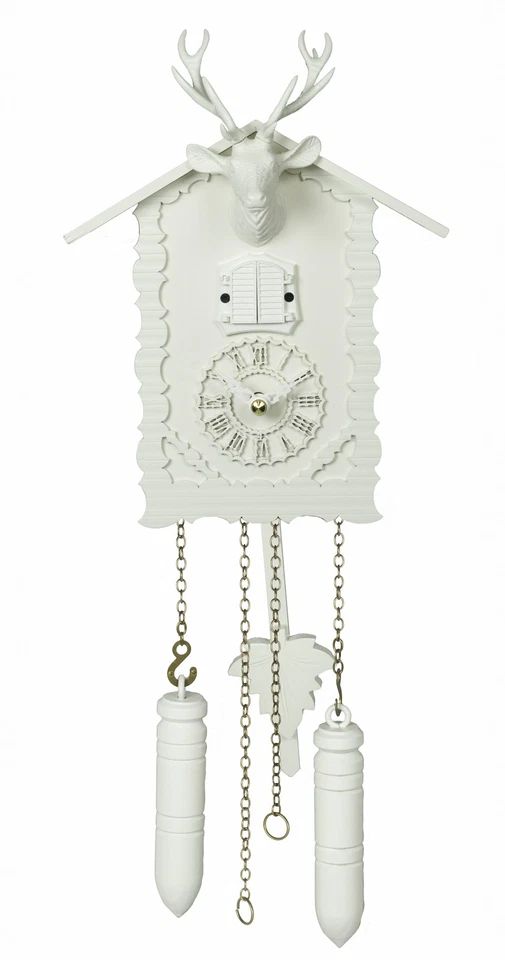 Reloj Cuco Cuarzo con Música y Cabeza de Ciervo, Blanco TU 360/20 QM Blanco NUEVO Foto 1 de 1
