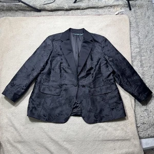 Lauren Ralph Lauren Blazer Womens 22W Black Jacquard Tuxedo Satin Lapel Brocade - Picture 1 of 13