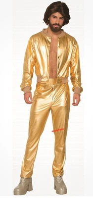 Disco Halloween Gold Suit Adult Unisex Costume Forum EUC 1970s 80s Singer Shiny - Image 1 of 4