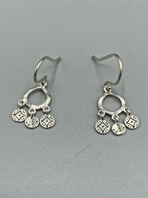 Brincos Silpada prata esterlina 925 triplicidade petite gravado 3 discos W2764 - Imagem 1 de 4