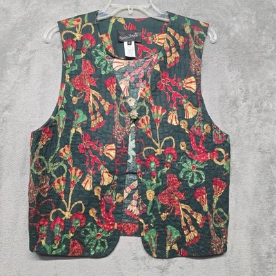 Винтажный Bonnie Bryant жилет женщин маленький зеленый выстеганный праздник Рождество сделано в США - Изображение 1 из 4