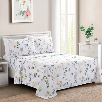 Printed Rayon from Bamboo Deep Pocket 6 Pieces Sheet Set, Colorful Floral Queen