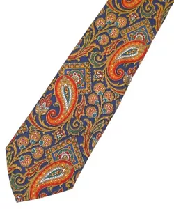 J. Crew Neck Tie Silk Classic Victorian Paisley 3 5/8" x 56.5" Hand Made USA - Picture 1 of 7