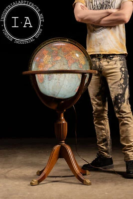 Globo de biblioteca vintage iluminado Replogle 16 polegadas - Imagem 1 de 4