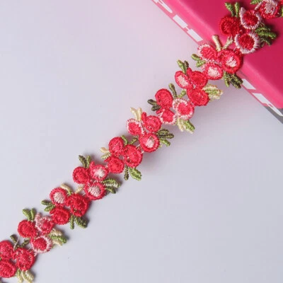 2Y Flower Embroidered Lace Trim Ribbon Wedding Dress Clothing Sewing Edge Craft - Image 1 of 4