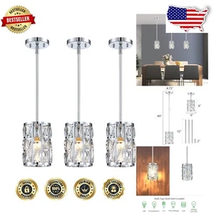 Modern Chrome Crystal Chandelier for Kitchen Island - Adjustable Height Lighting - Picture 1 of 9