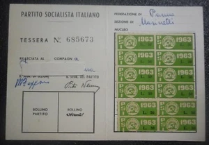 RARA TESSERA P.S.I. - DONNE SOCIALISTE - PSI - 1963 - PARMA - Picture 1 of 2