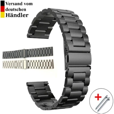 16 | 18 | 20 | 22 Edelstahl Glieder-Uhrenarmband Silber Schwarz Metall Silber - Bild 1 von 4