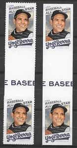 Scott #5608, 5608a Die-Cut & NO DIE-CUT Yogi Berra Pairs W/ Horiz. Gutter, MNH - Picture 1 of 1