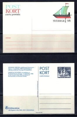 Sweden post cards X 2 not used 1988 boats , ships - Image 1 of 2