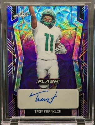 TROY FRANKLIN Rookie Auto 2022 Leaf Purple Kaleidoscope Prizm SSP /15 RC - Image 1 of 4