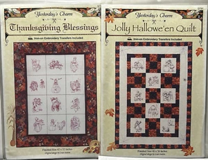 (2) Yesterday's Charm Stickerei Quilt Muster THANKSGIVING, HALLOWEEN Neu - Bild 1 von 12