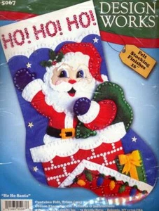 NEW DESIGN WORKS HO HO SANTA FELT STOCKING KIT SIZE 16" - Picture 1 of 1
