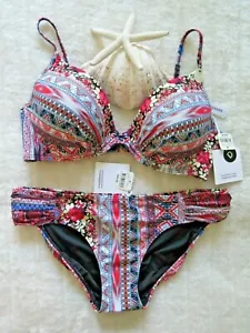 NEW Sunseeker Swimwear 14D Bay Side Moulded U/W Bra & 14 Gathered Side Pant Red - Picture 1 of 12