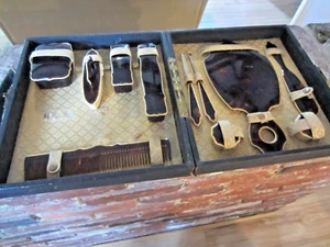 1920s antique Art Deco Vanity Manicure Set in Box 11pc celluloid bakelite - Picture 1 of 15