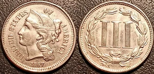 US - Nichel 3 Centesimi 1867 Parte Superiore! MS-60 Raro Km #95 - Foto 1 di 1