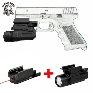 Taktische Pistolen LED Taschenlampe & rotes Laservisier Combo für Glock 17 19 20 mm Schiene - Bild 1 von 12