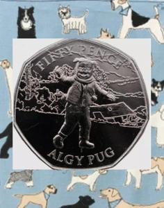 Moneda Isla de Man 50 peniques 2020 Algy Pug perro Rupert oso animales 100y canino - Imagen 1 de 3