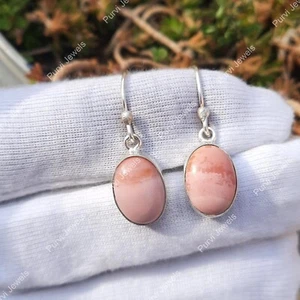 Pink Opal Gemstone 925 Sterling Silver Earrings Jewelry Wedding Gift for Her - Picture 1 of 5