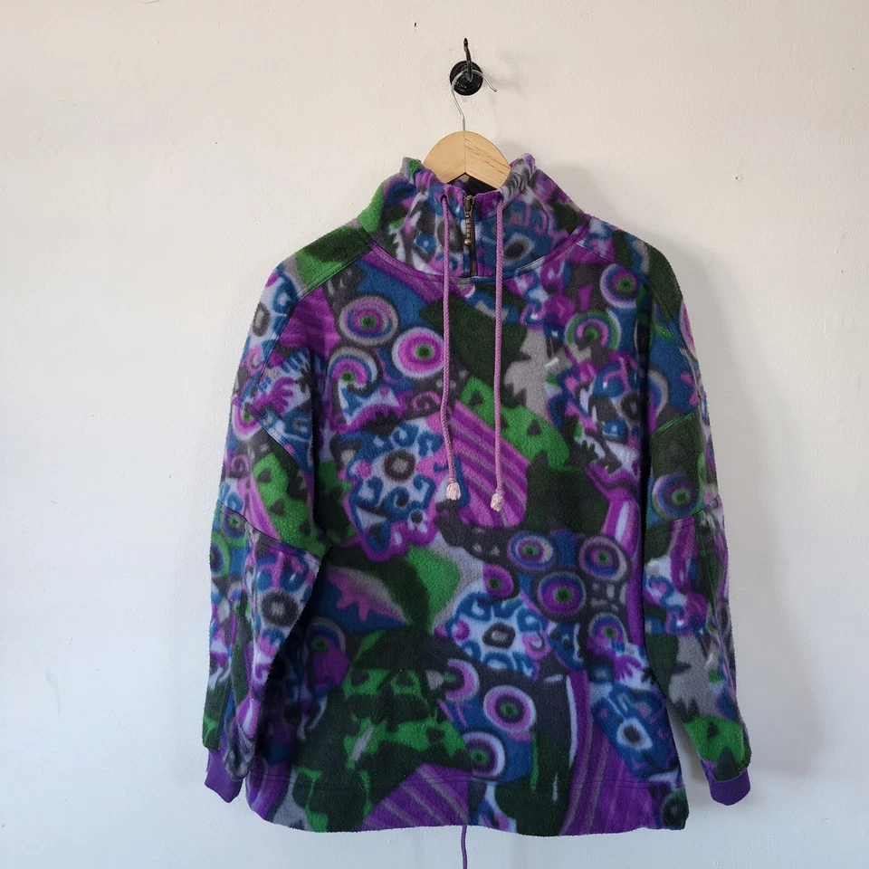Y2K Vintage Arizona Fleece Floral Pullover Medium Geometric Retro - Image 1 of 4