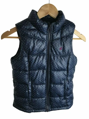 Antiguo Chaleco Acolchado Puffy Azul Oscuro Azul Claro Lunares Niños Grande Foto 1 de 4