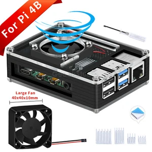 Raspberry Pi 4 Akrylowa obudowa z super wentylatorem chłodzącym do Raspberry Pi 4 Model B - Zdjęcie 1 z 8