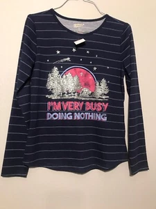 Arizona Brand New Size XL (16) Long Sleeve Dark Blue Graphic Tee - Picture 1 of 4