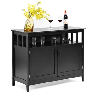 Costway Kitchen Sideboard Buffet Server Cupboard Storage Cabinet w/2 Doors Black - Picture 1 of 11