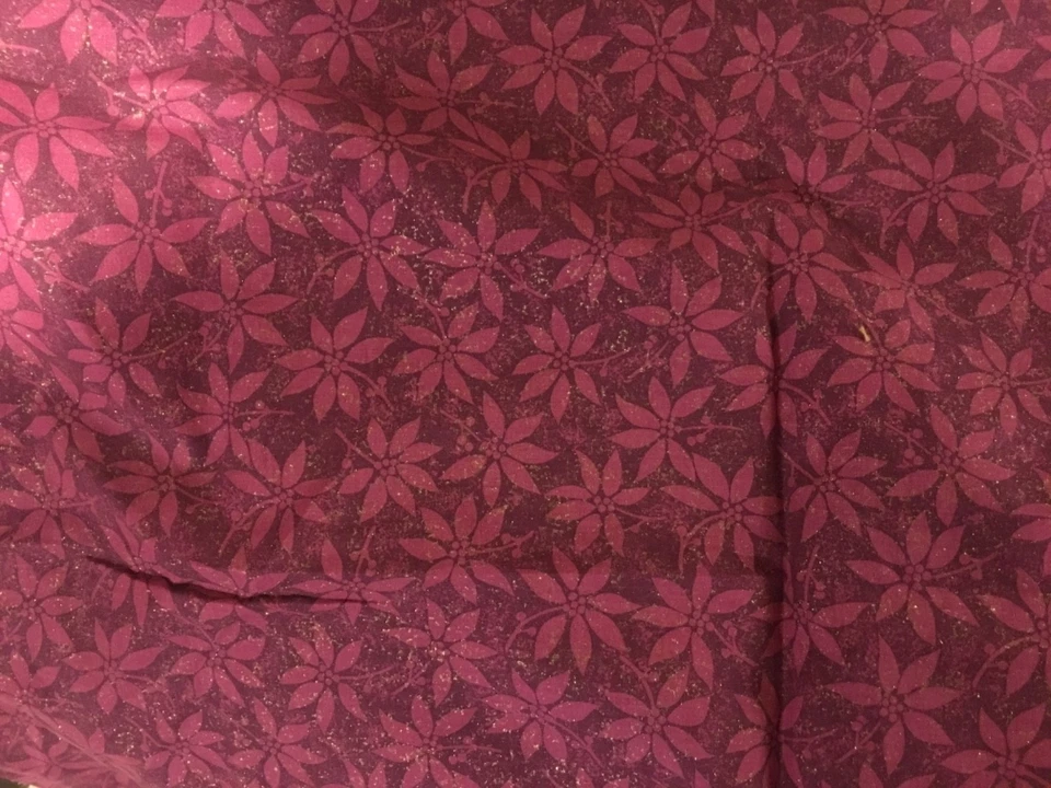 mauve Poinsettia with silver glitter fabric 32” dated 2000 - Image 1 of 1