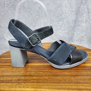 Camper Sandals Womens 8 Black Leather Cara Ankle Strap Buckle Comfort Block Heel - Picture 1 of 12