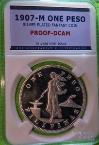 1907 M #012 ONE PESO #100 MINTED ONLY  PROOF-DCAM FANTASY COIN  PCS MINTED  - Bild 1 von 4