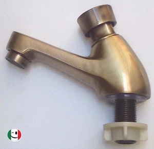 RUBINETTO OTTONE COLLO CIGNO TEMPORIZZATO PER LAVABO - BRONZATO - BRONZO - Foto 1 di 2
