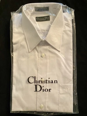Camisa de vestir vintage nueva con etiquetas Christian Dior Monsieur blanca con botones talla 15,5 32-33 Foto 1 de 4